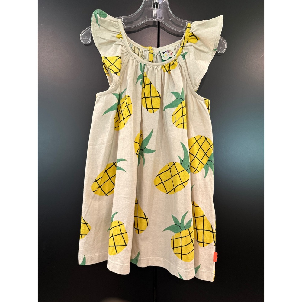 Mon Coeur Pineapple Harvest Kid Summer Dress Reclaimed Cotton Cream Yellow 2Y
